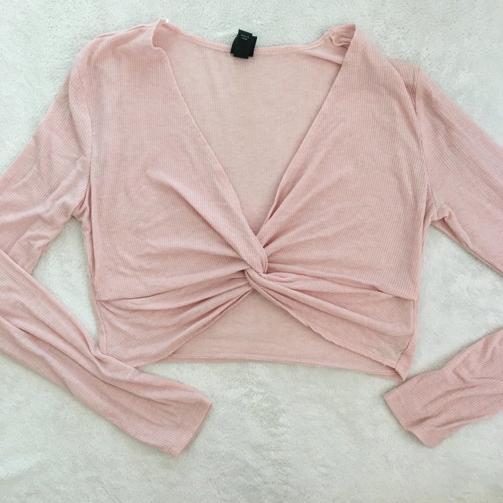 Wild Fable Pink Long Sleeve Crop Top - Size Small